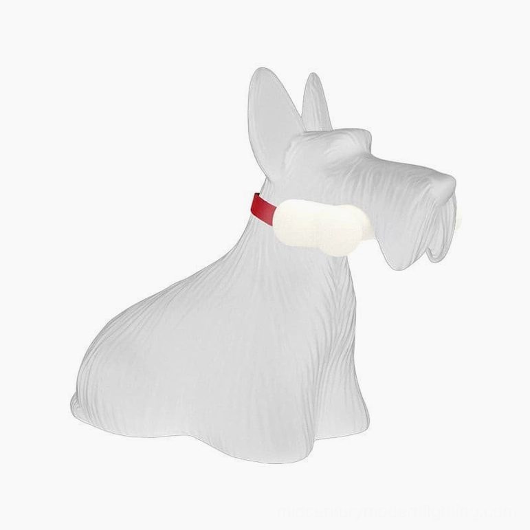 White Scottie terrier lamp modern sculptural form integrated LED lighting