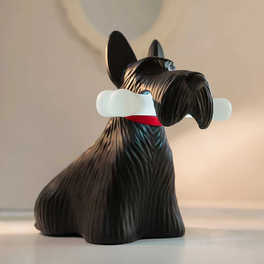 White Scottie dog table lamp modern resin sculpture standalone product view