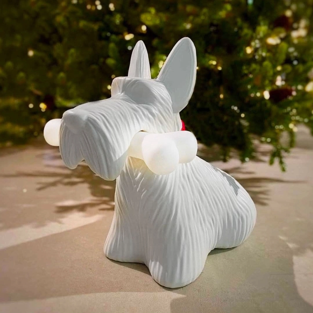 White Scottie terrier table lamp modern resin lighting whimsical design
