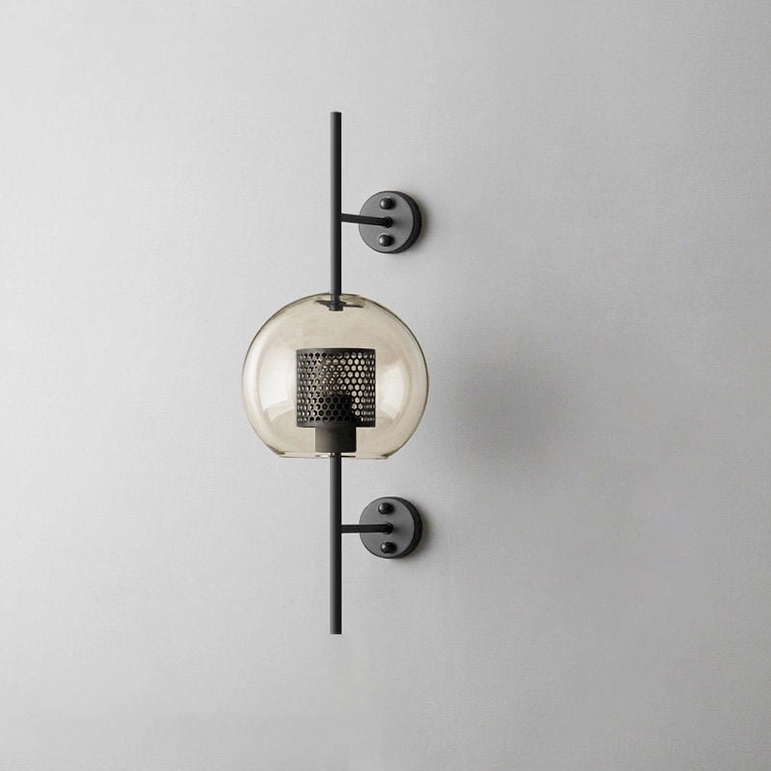 Glass sconce with sculptural design and refined architectural mounting bracket