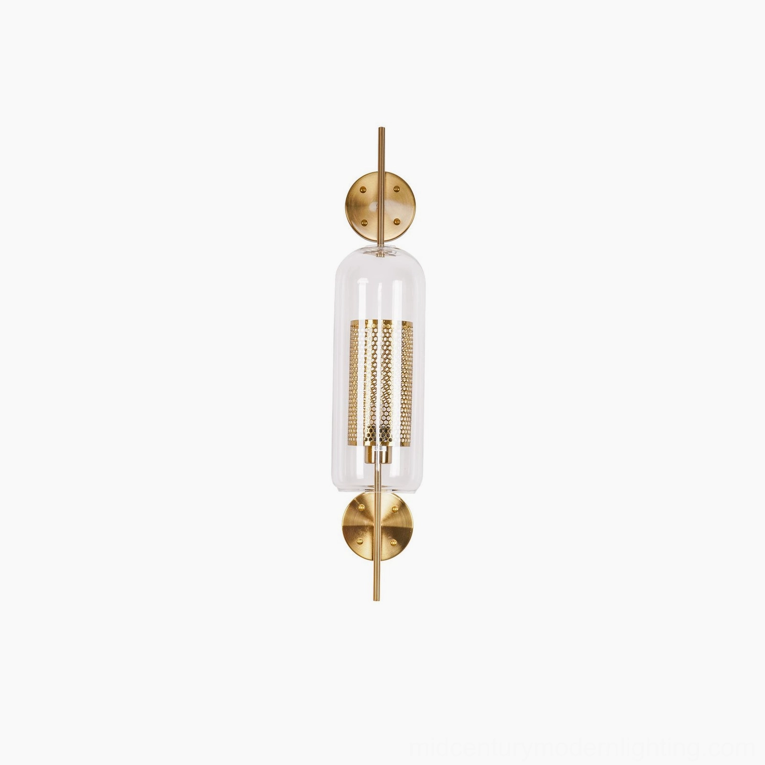 Contemporary glass wall lamp with sculptural glass orb and minimalist mounting