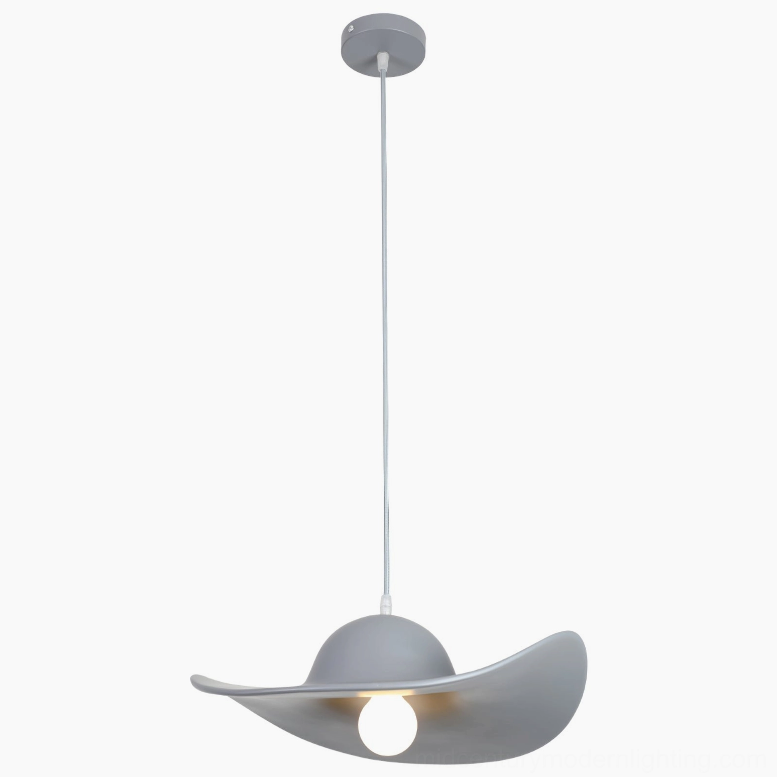 Sculptural hat pendant light creating interplay of light and shadow