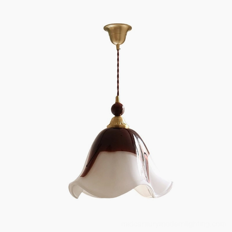 Cream brown and walnut Selene pendant light demonstrating warm elegant two-tone gradient aesthetic