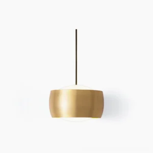 Sento Sospeso brass gold pendant light with bidirectional LED illumination, front view on neutral background