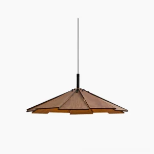 Sepal wooden pendant lamp front view featuring umbrella-shaped natural wood design with minimalist silhouette