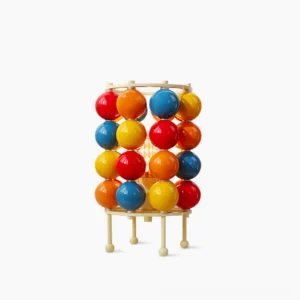 Sfera spherical ball table lamp in colorful and cream finish - front studio view