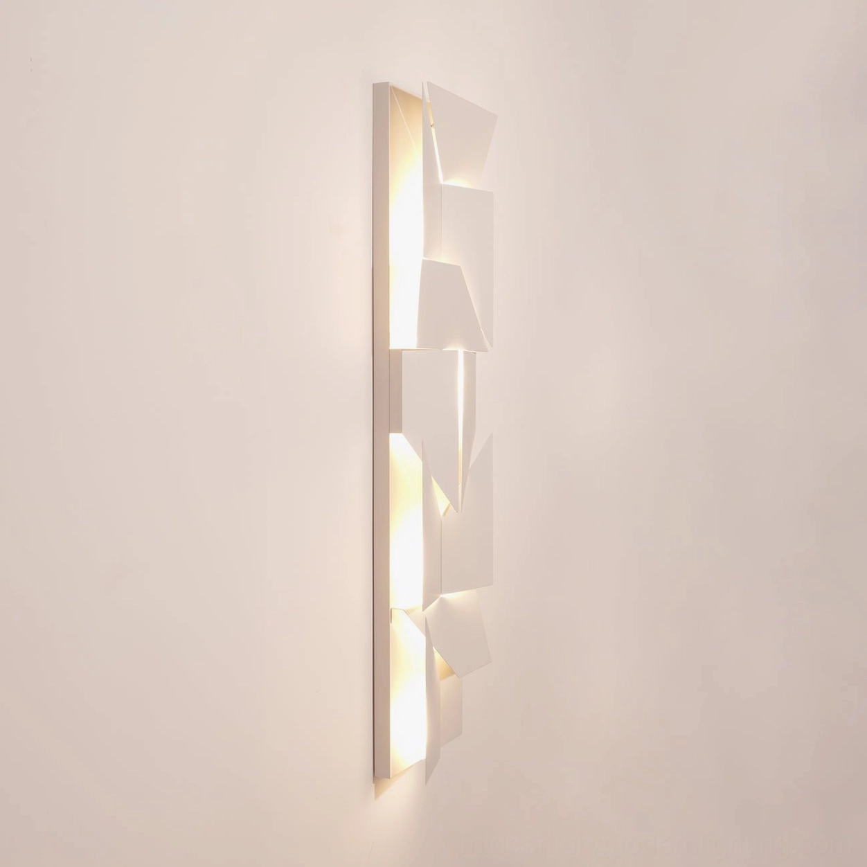 Abstract geometric wall lamp with warm integrated LED, contemporary sconce design