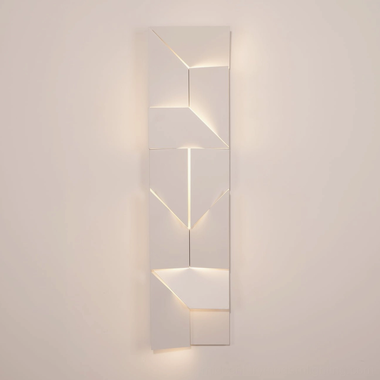 Contemporary wall lamp geometric design, integrated LED diffused warm light