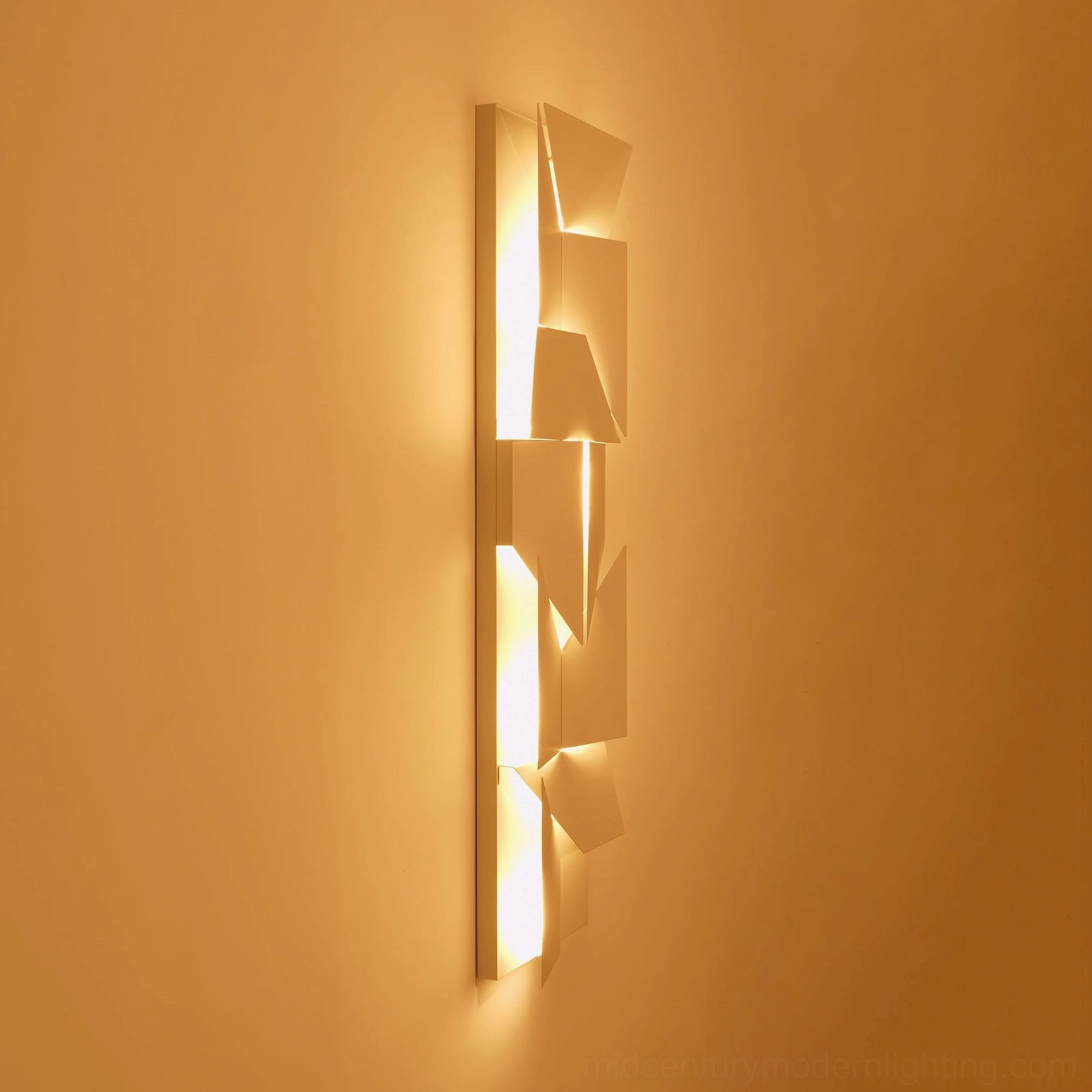 Geometric wall lamp architectural design, LED diffused lighting minimalist style
