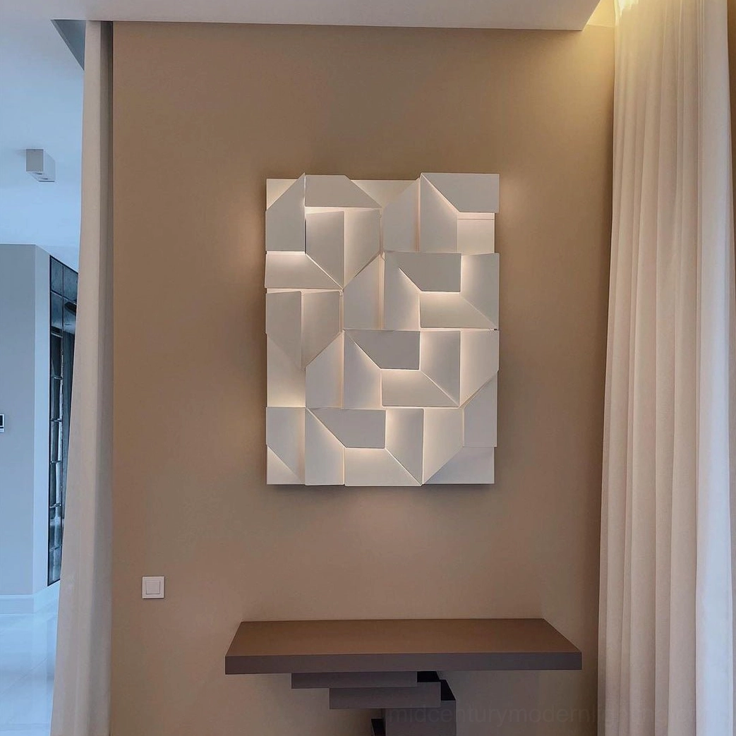 Geometric wall-mounted lamp with laser-cut precision, modern LED sconce design