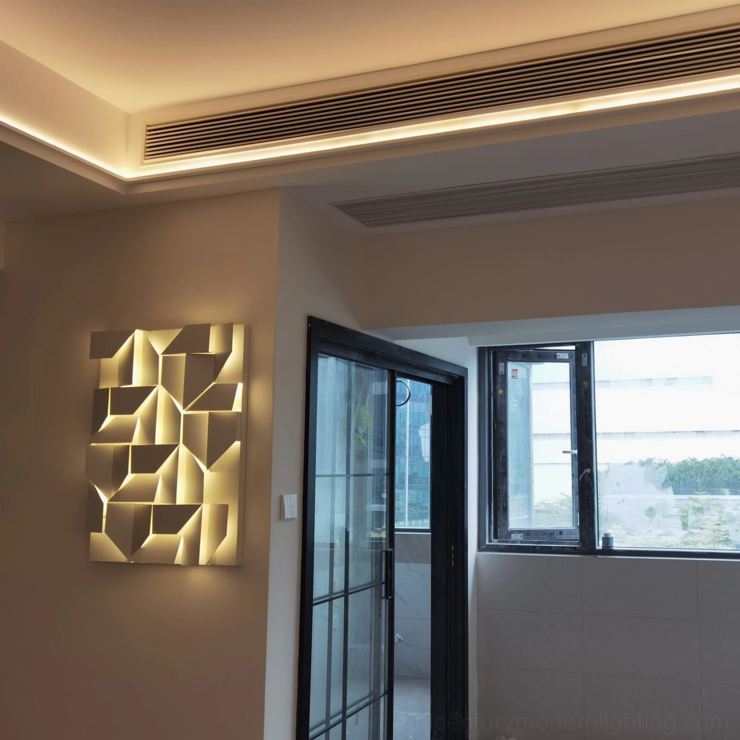 Shadows geometric wall lamp with precision laser-cut design, modern LED sconce