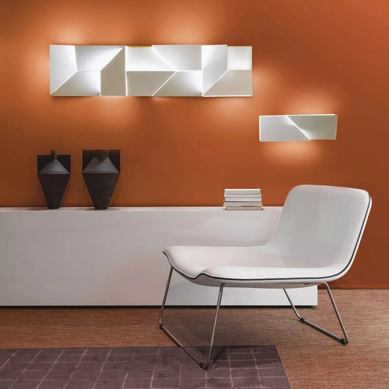 Shadows geometric wall sconce contemporary architectural lighting, LED backlit design