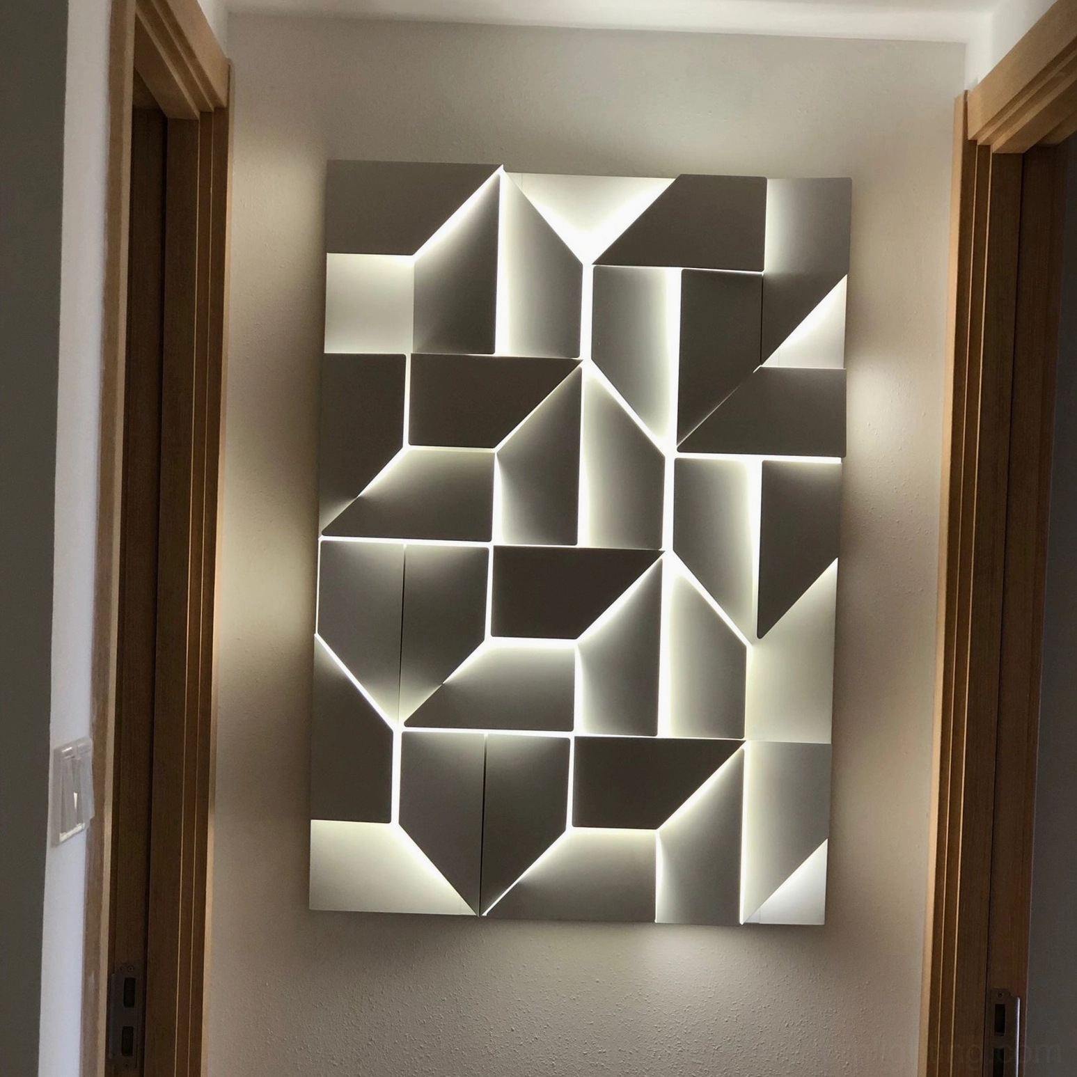 Shadows geometric wall sconce modern interior lighting, white laser-cut aluminum design