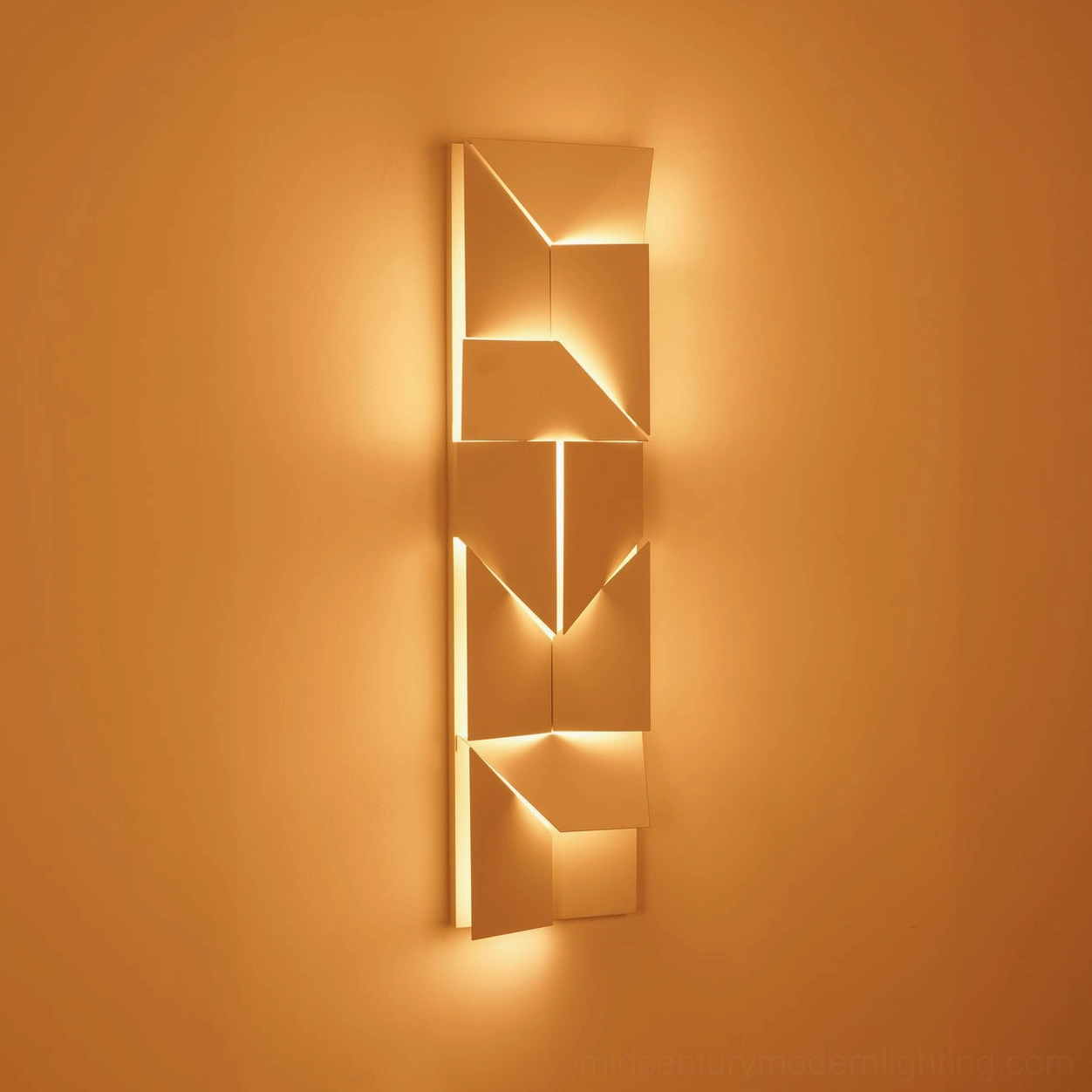 Shadows geometric wall sconce white finish laser-cut aluminum LED backlight