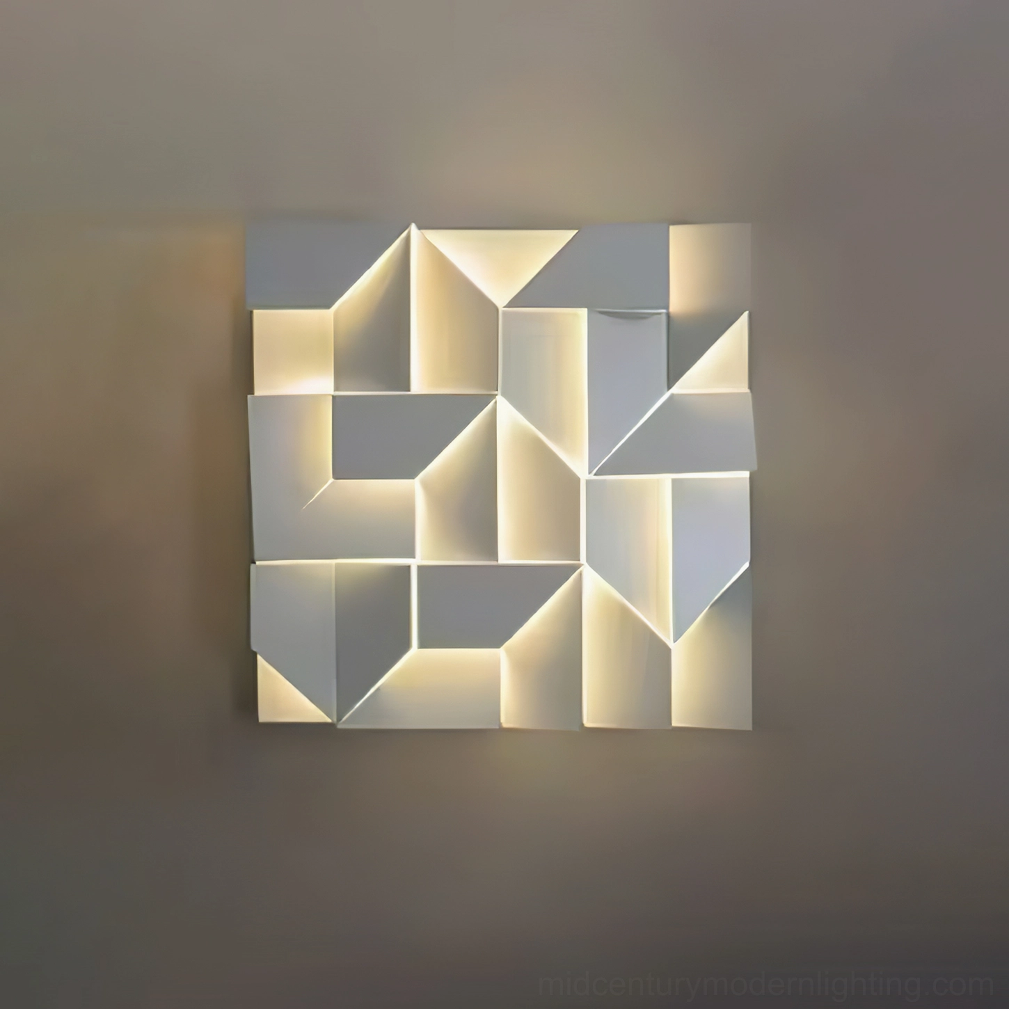 Shadows square feature wall sconce geometric laser-cut design warm LED light
