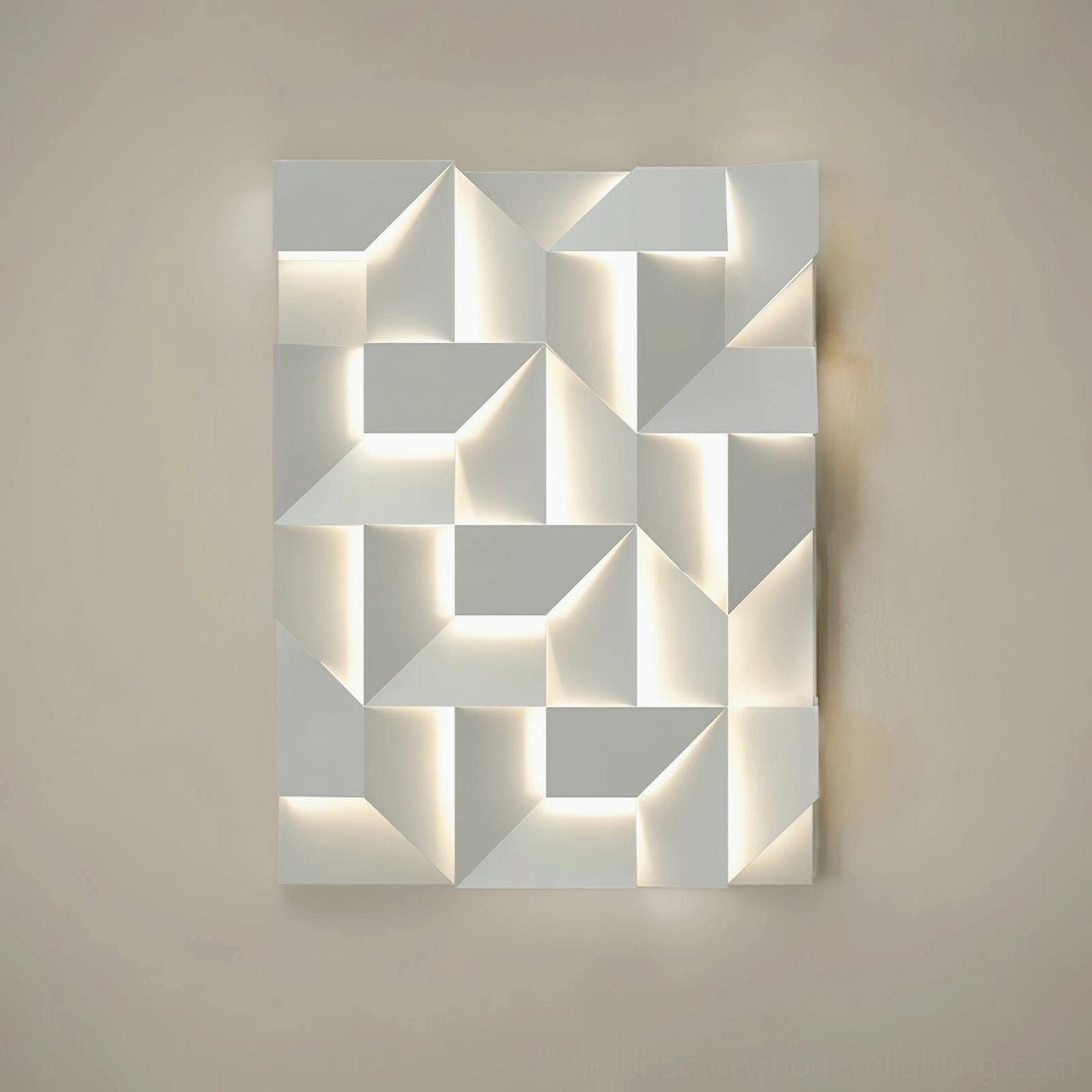 Shadows tall statement wall sconce geometric design warm LED light concealed