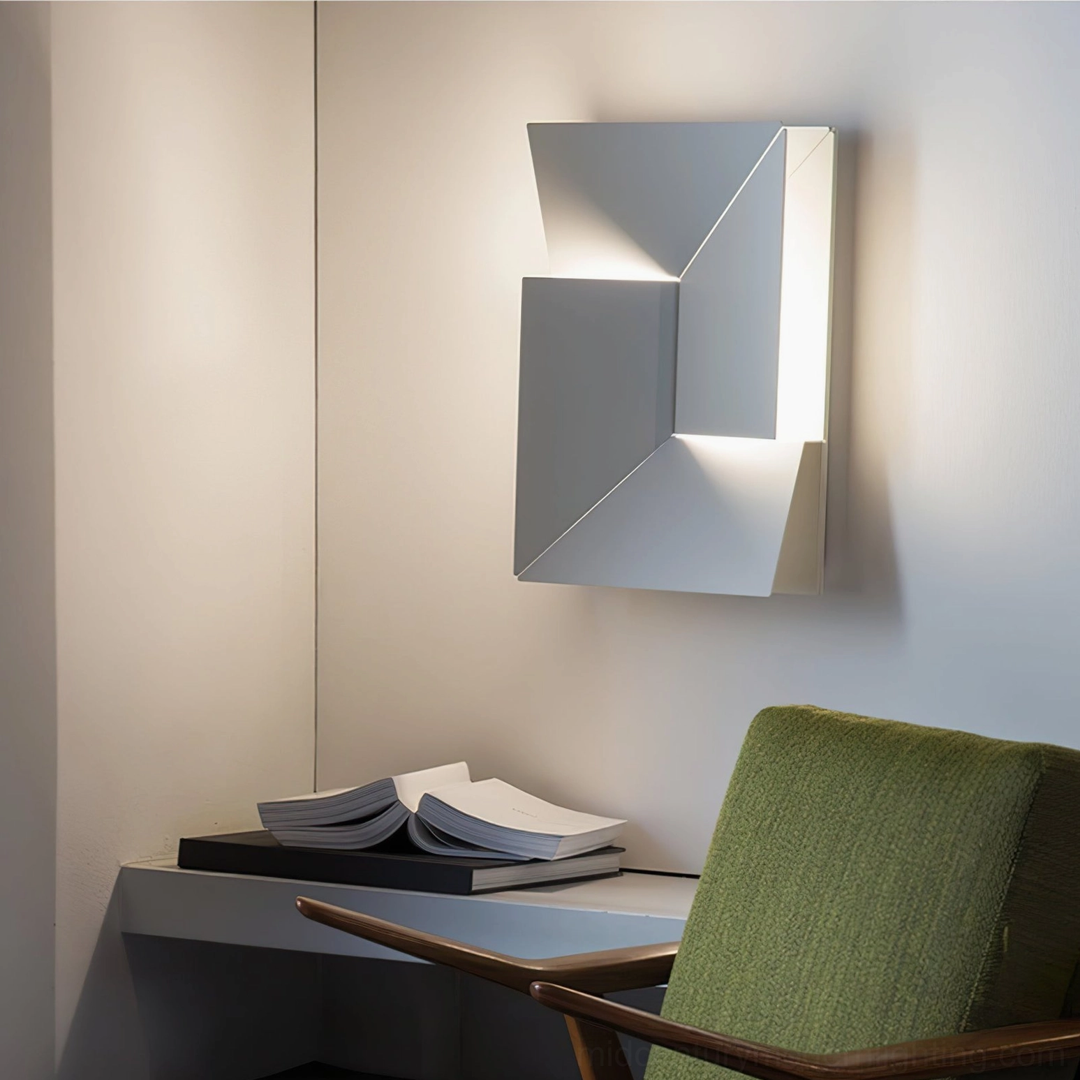 Shadows geometric wall lamp architectural lighting installation, minimalist modern style