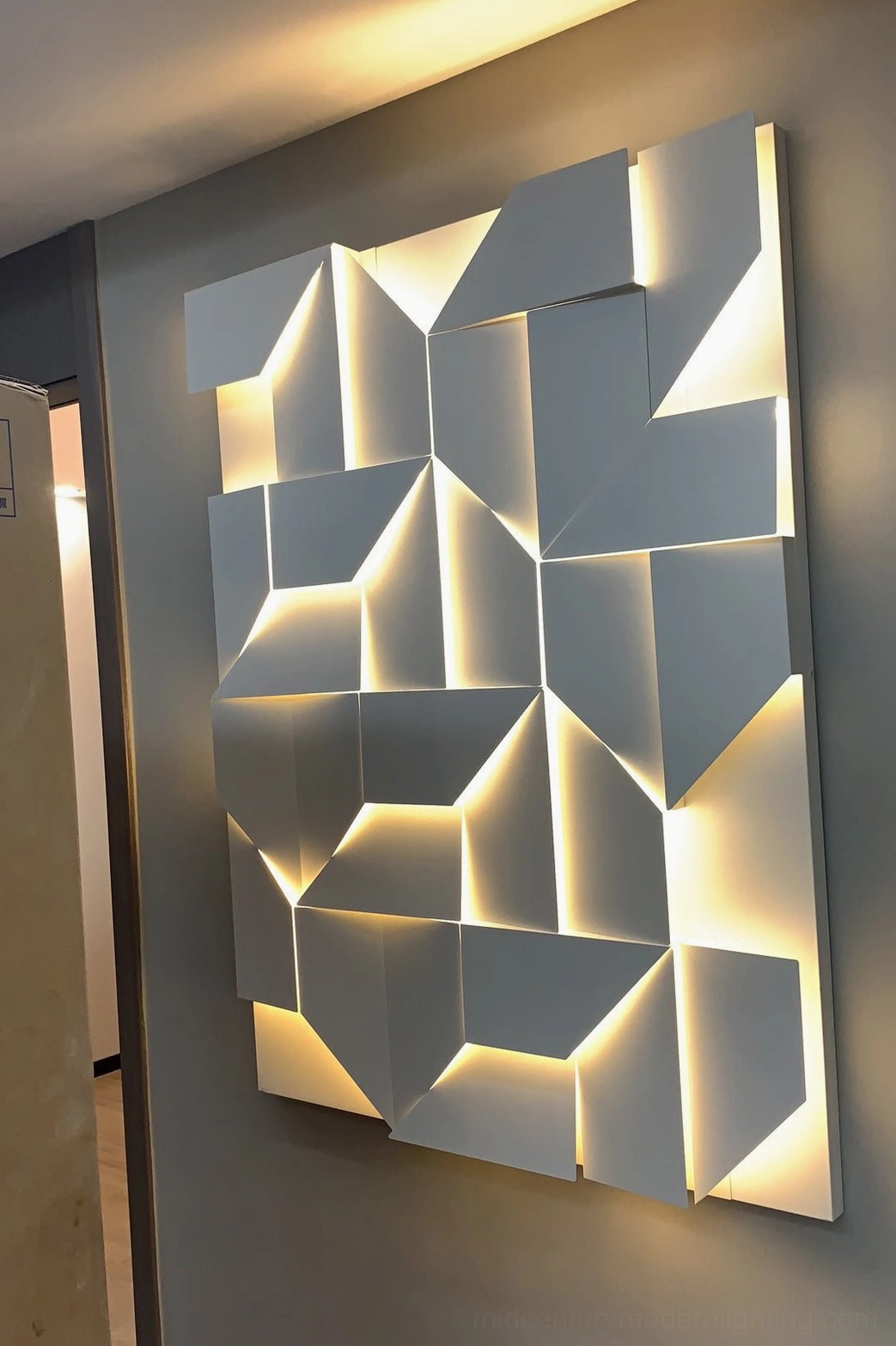Shadows wall lamp geometric design modern home lighting, white LED architectural