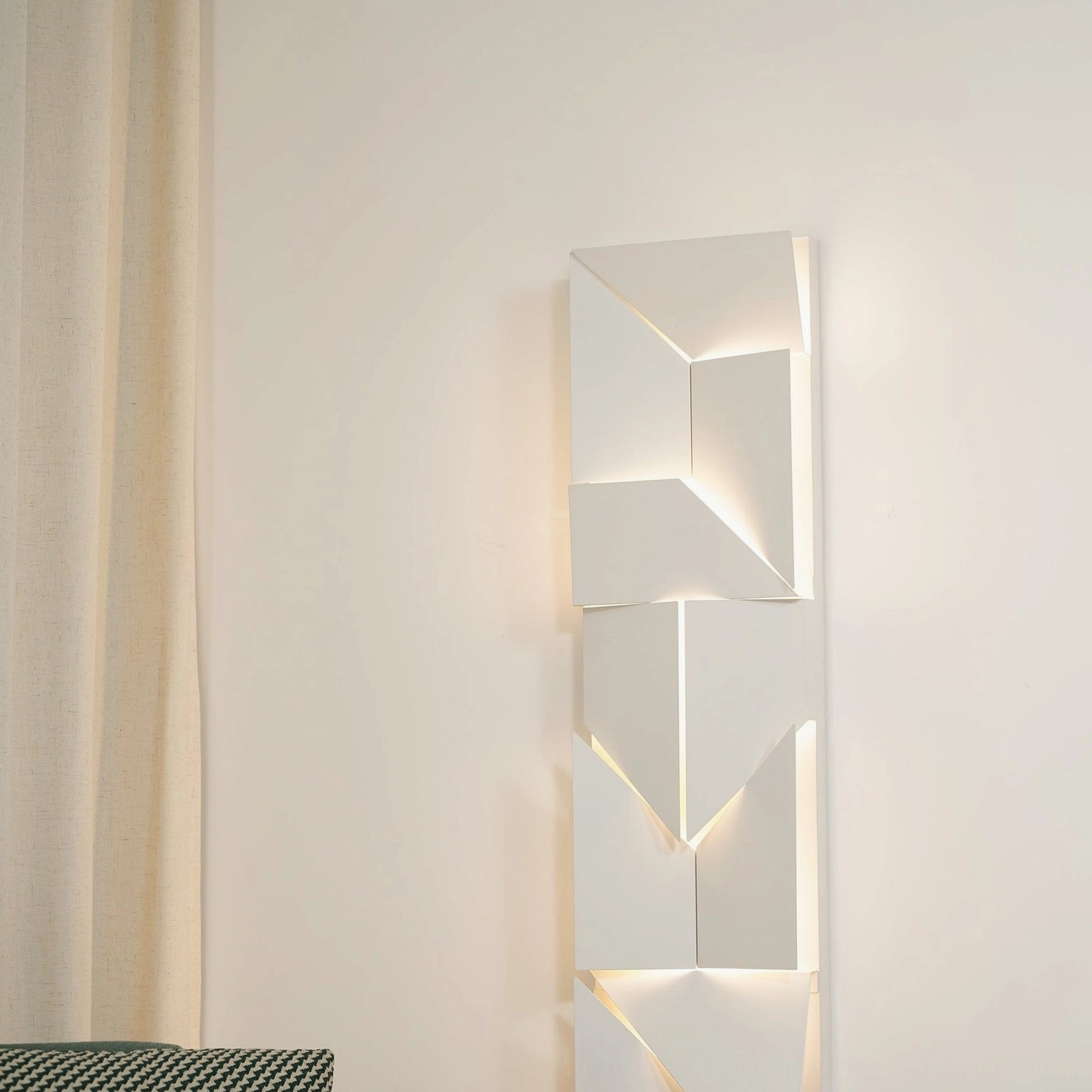 Shadows wall sconce abstract geometric pattern white matte finish LED backlit