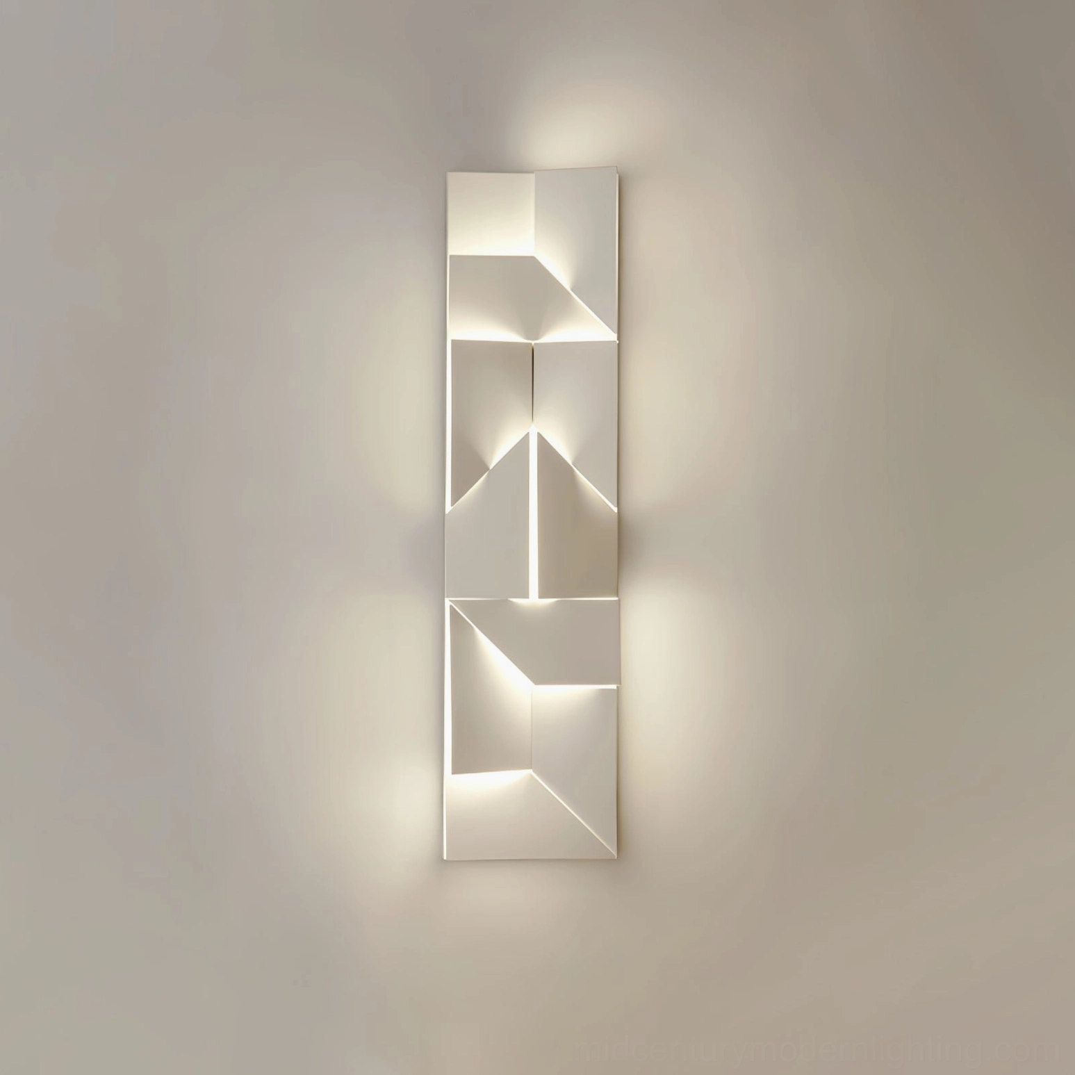 Geometric wall sconce white finish warm LED light, concealed installation version