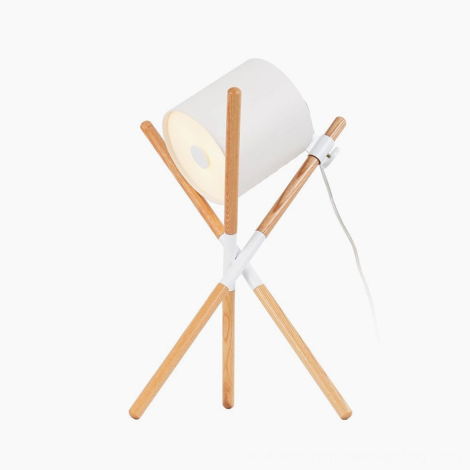 Shift tripod table lamp available in multiple color finishes and wood tone options