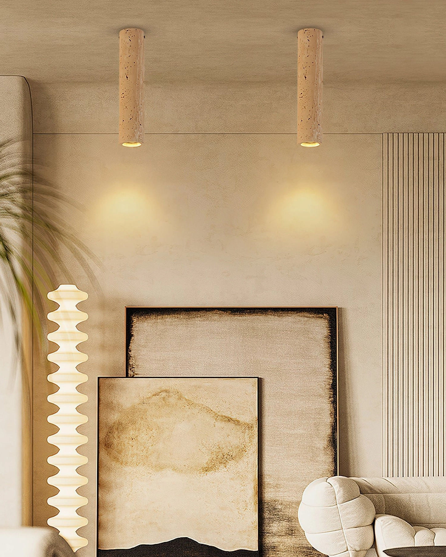 Shura travertine ceiling lamps dual fixtures living room warm spotlight lighting