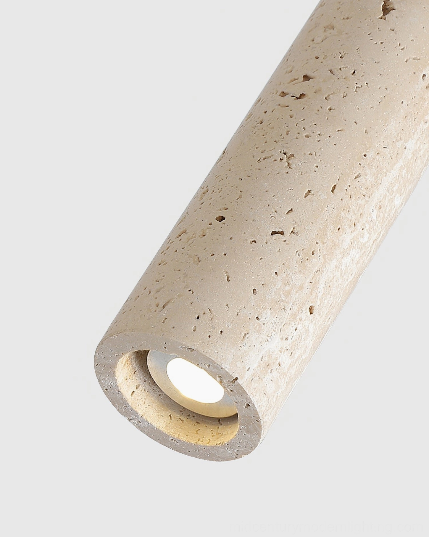 Shura travertine ceiling lamp craftsmanship porous stone material showcase