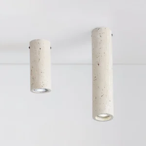 Shura travertine ceiling lamp two sizes comparison compact and standard height