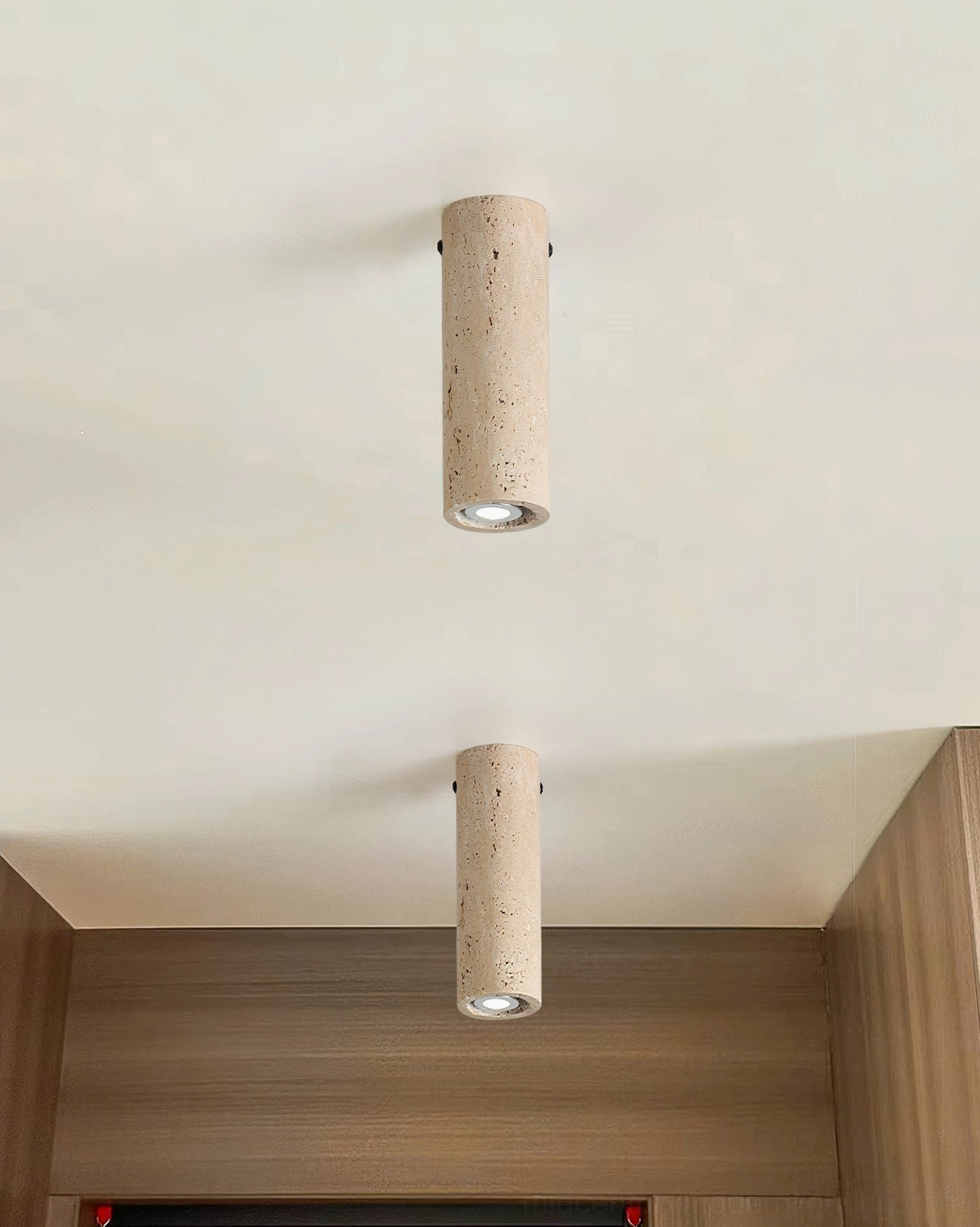 Shura travertine ceiling lamp warm ambiance Edison bulb compatible lighting