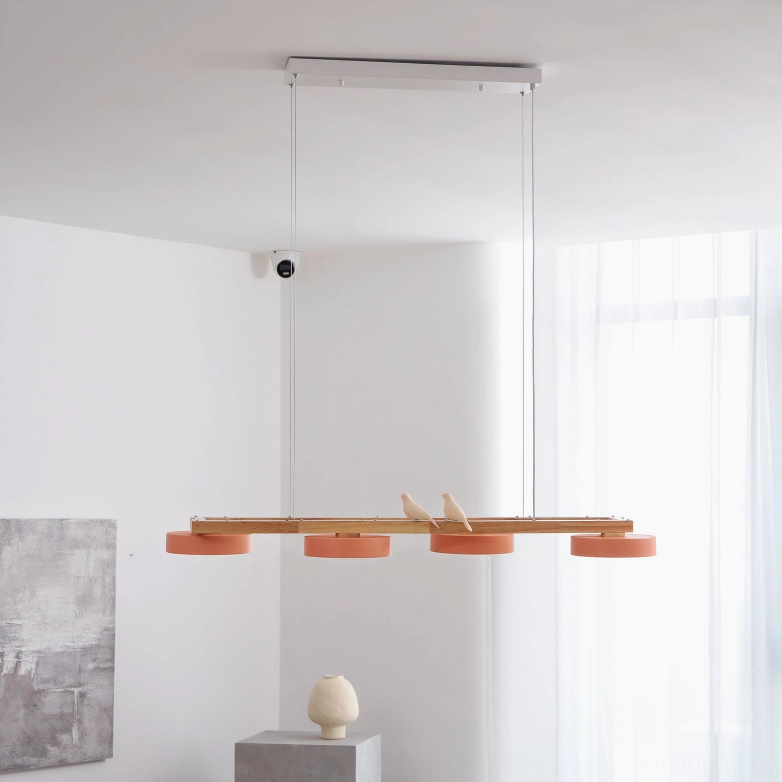 Sienna Bird Chandelier fixture showing individual LED head and shade combination