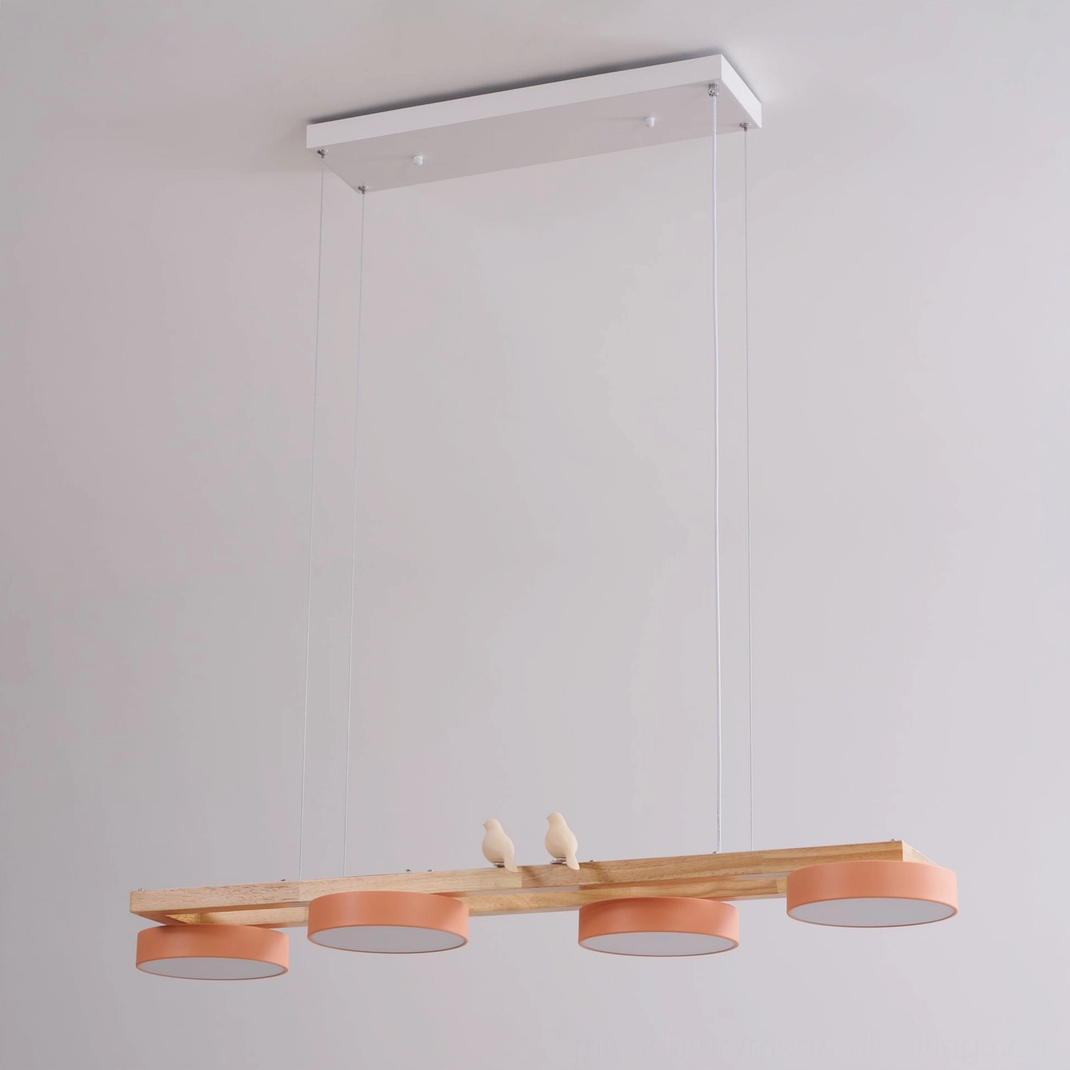 Sienna Bird Chandelier overall composition with wooden elements and mid-century modern styling