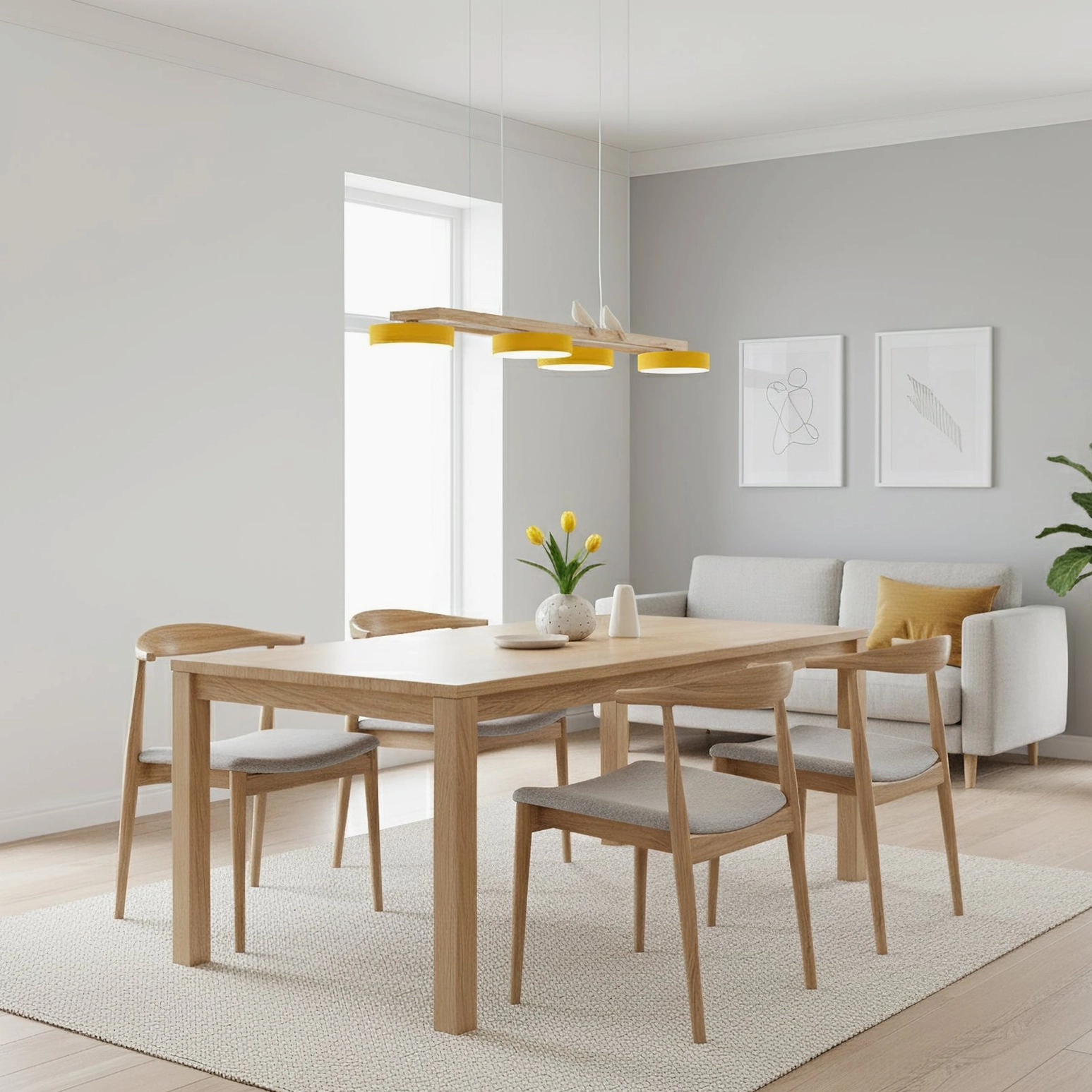 Sienna Bird Chandelier overhead perspective in residential dining space with pendant lighting