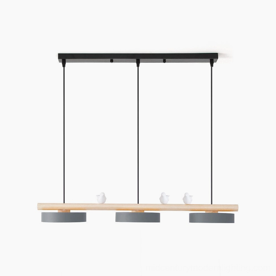 Sienna linear pendant lamp full product display with adjustable bird ornaments