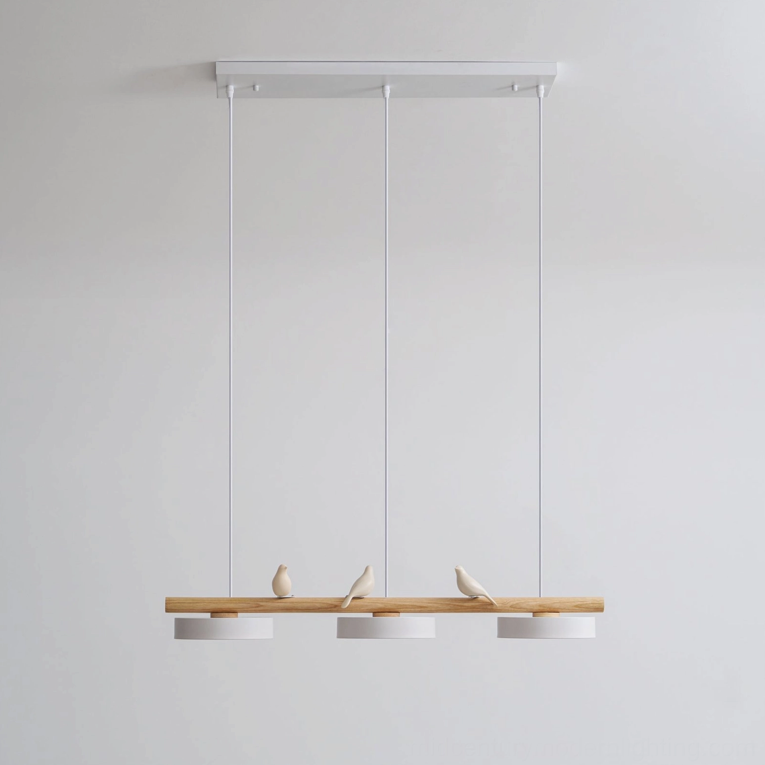 Contemporary pendant light with adjustable resin birds creating personalized tableau