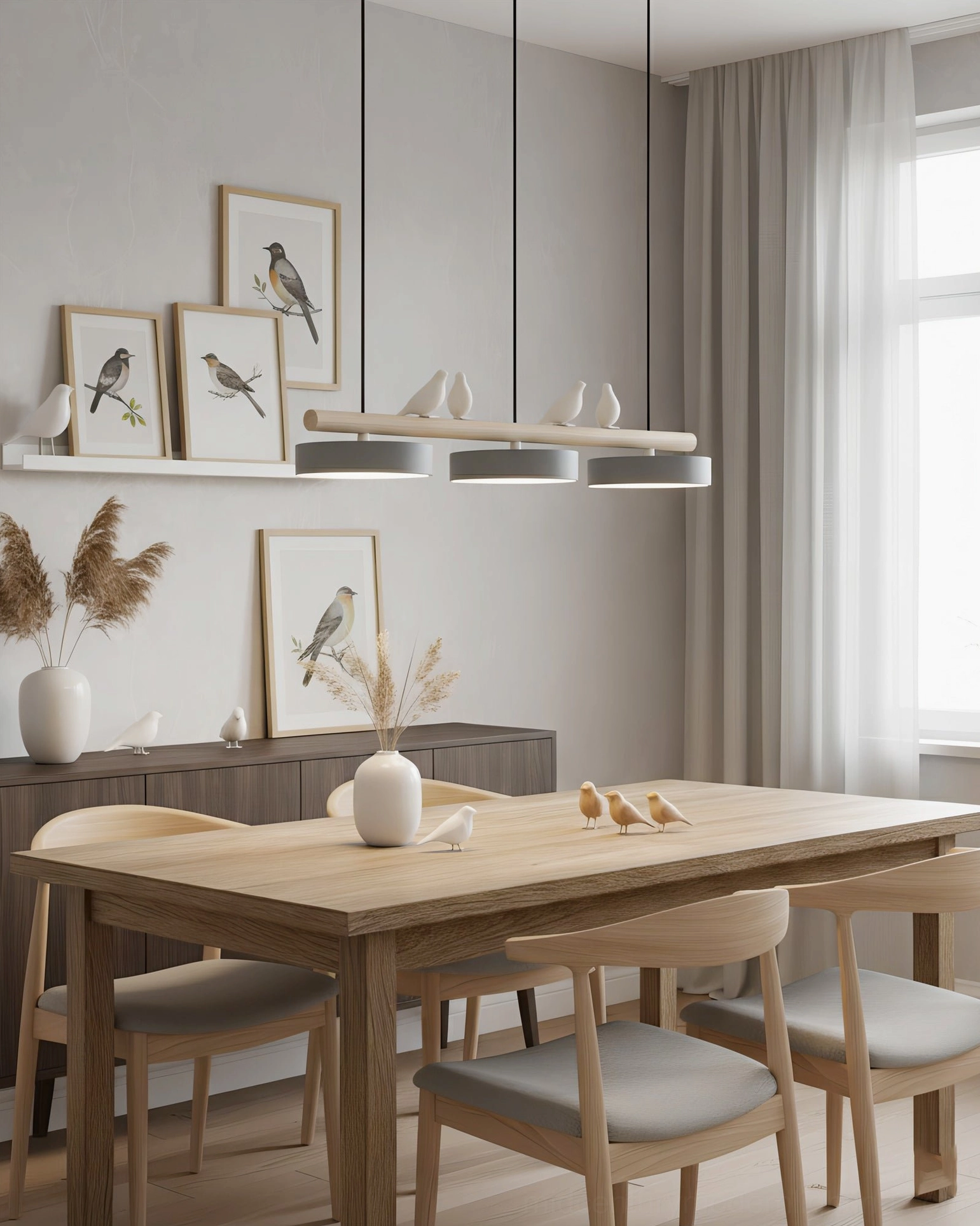 Sienna bird pendant lamp available in six distinct color finishes for interior design flexibility