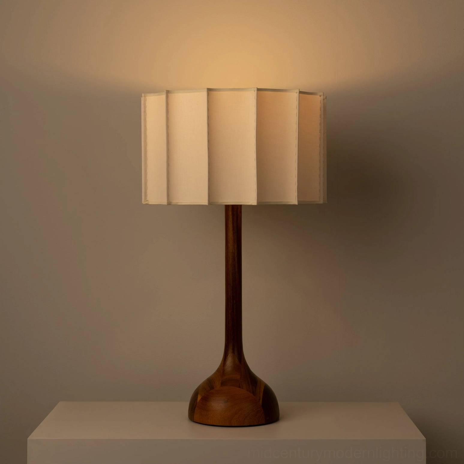 Sierra wooden table lamp base showcasing natural walnut tone and refined sculptural turned woodcraft detail