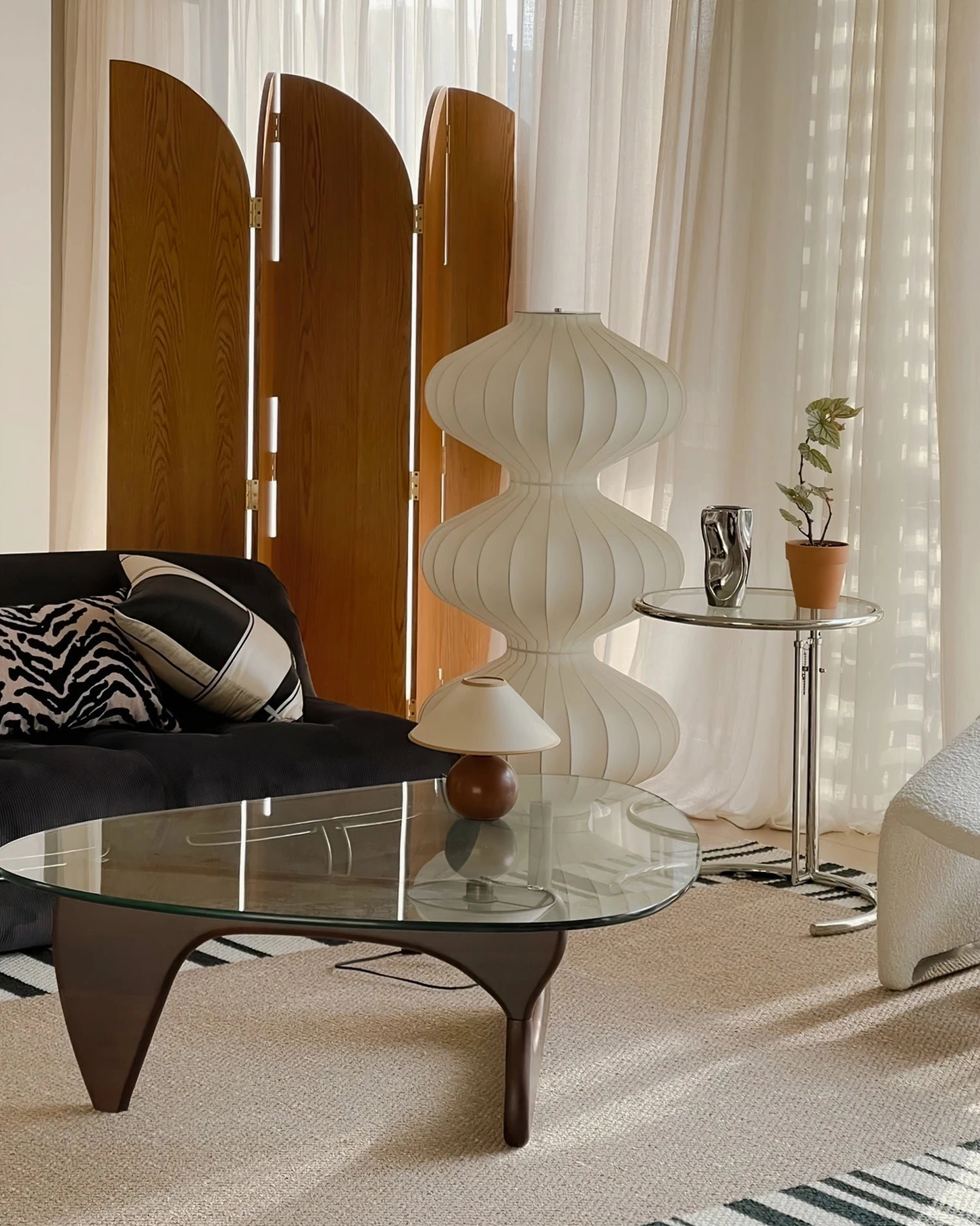 Modern silk gourd floor lamp showcase additional angle and sculptural detail