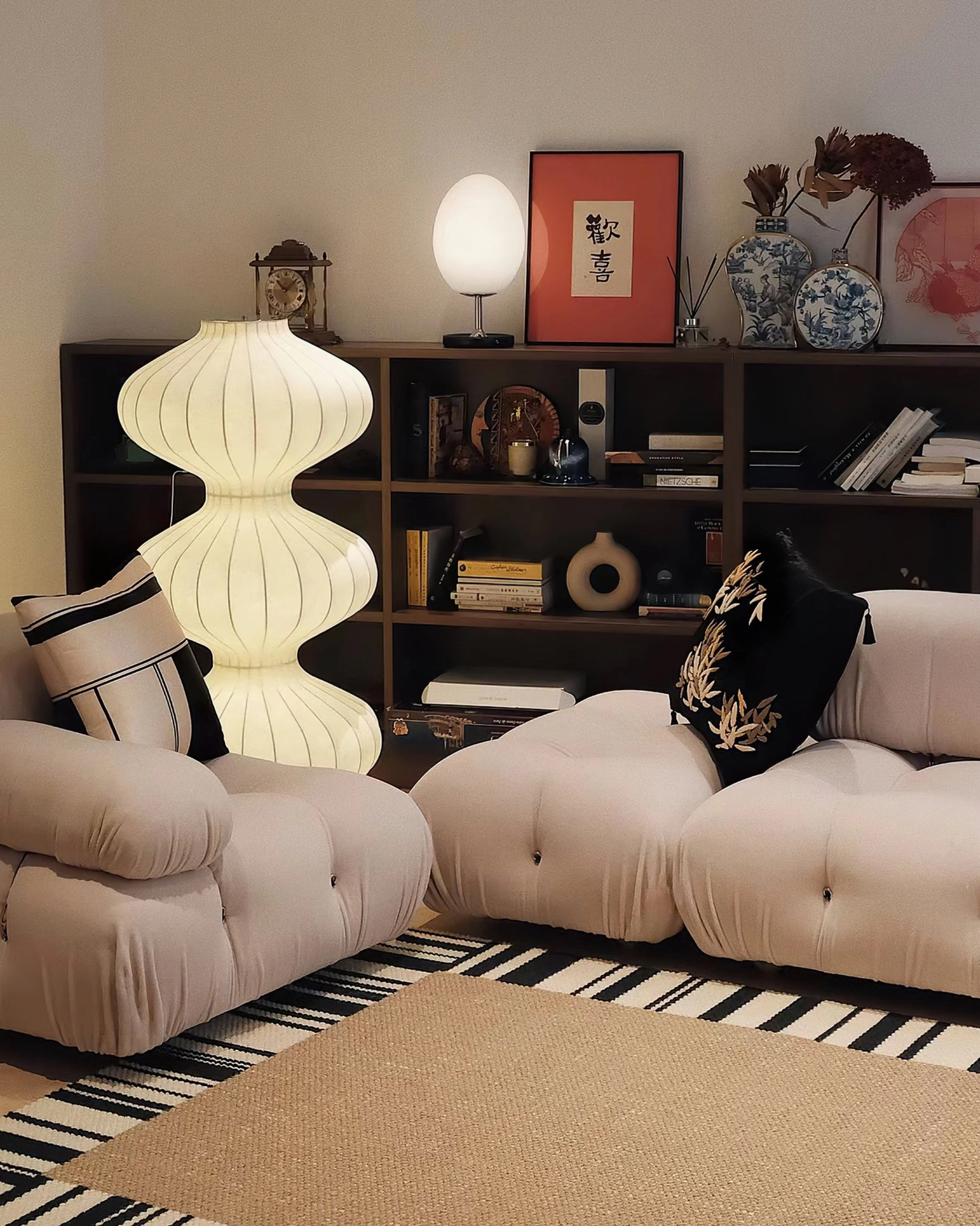 Contemporary silk gourd floor lamp integrated LED warm light illumination showcase
