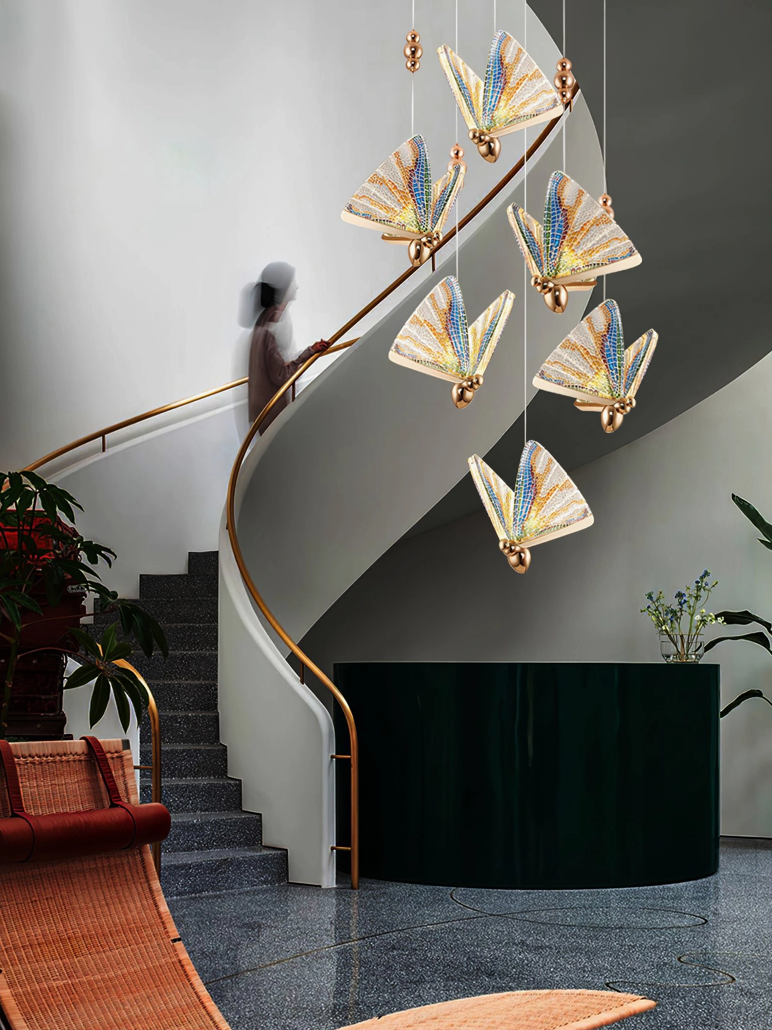 Single head butterfly pendant light installation example