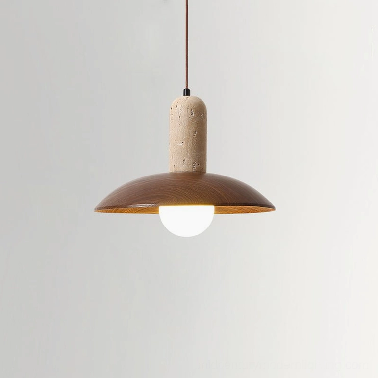 Single molly travertine walnut pendant light isolated product shot perfect for dining