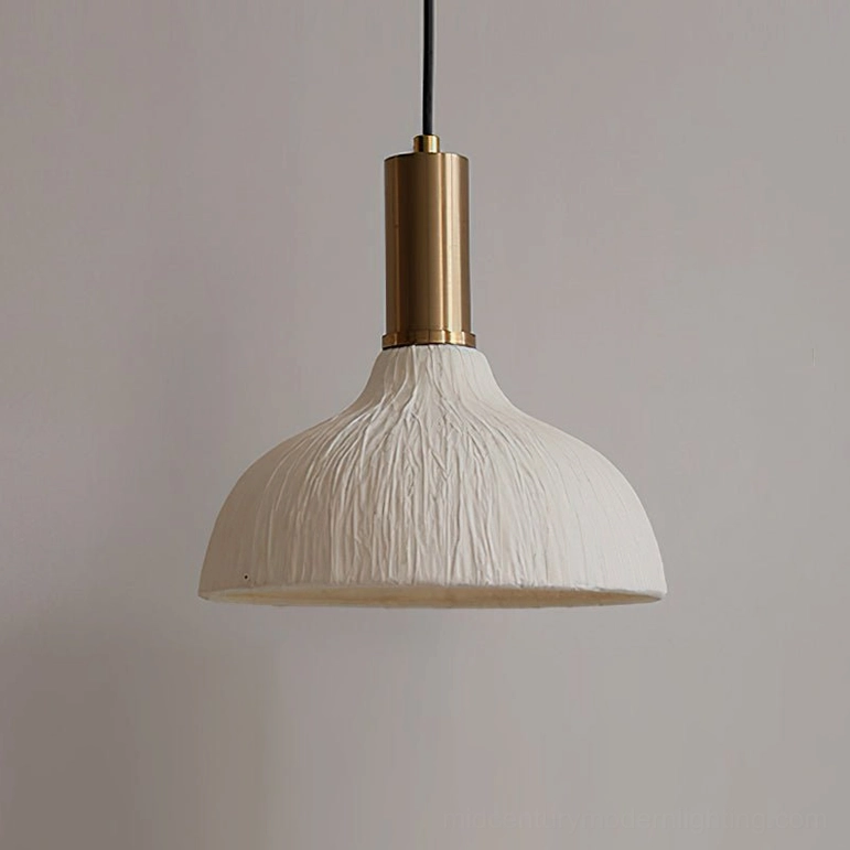 Siya Model B medium handcrafted paper pendant light white and gold finish boho modern design