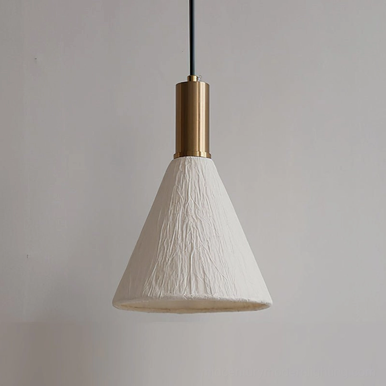 Siya Model C tapered cone pendant light compact size 7.9 inches white textured shade