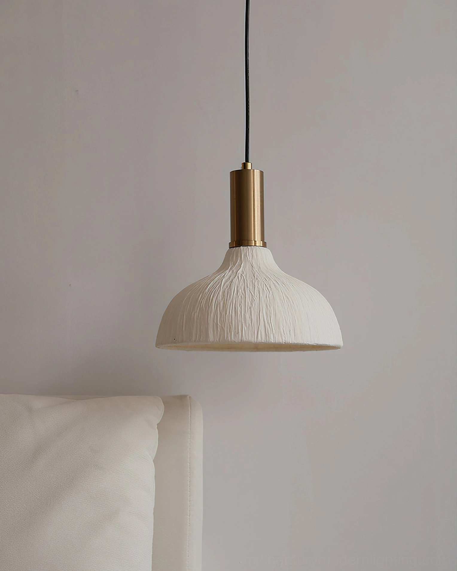 Siya pendant light installed in bedroom creating calm relaxing ambiance with soft warm light