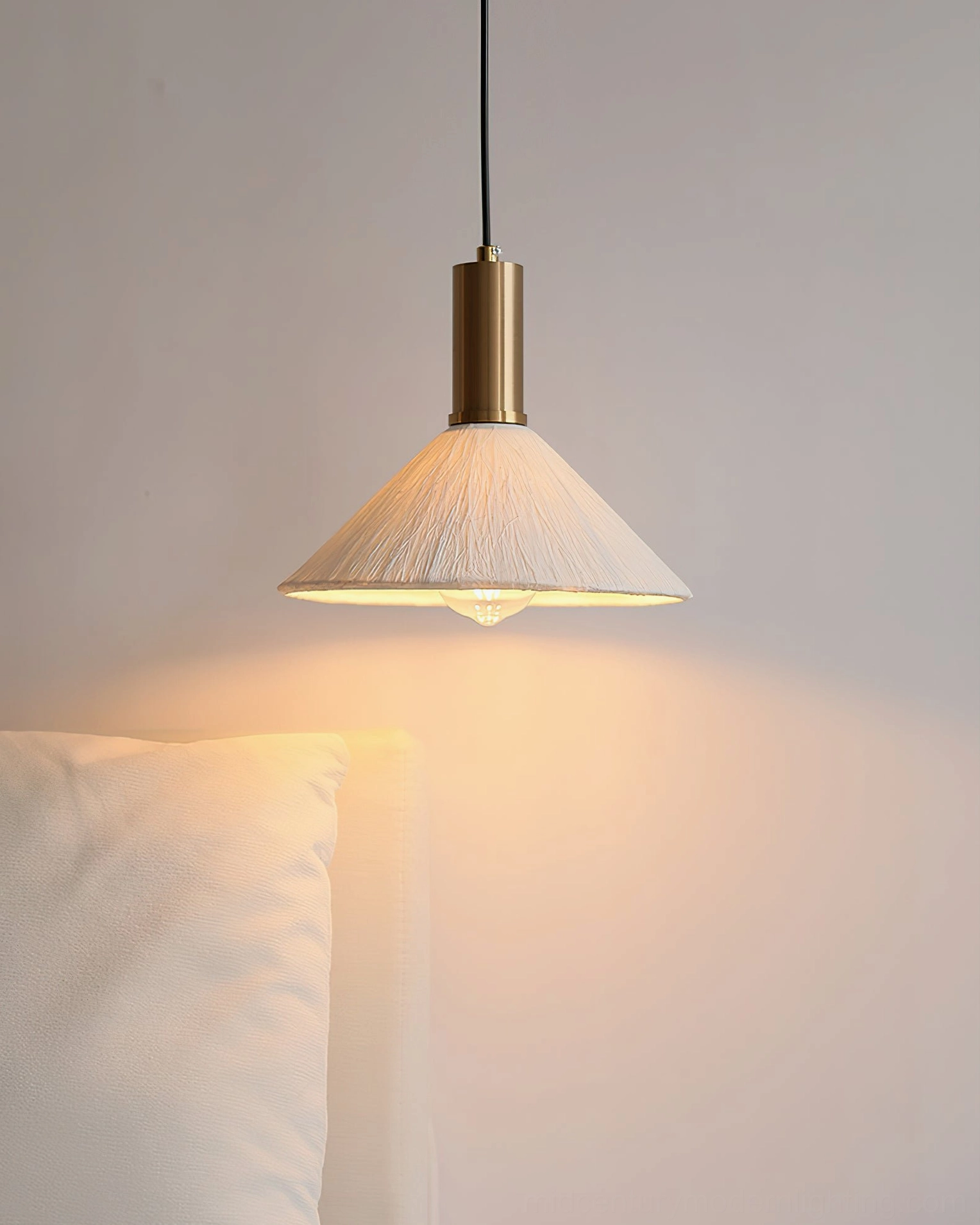 Siya pendant light installed in contemporary minimalist interior with clean lines and neutral tones