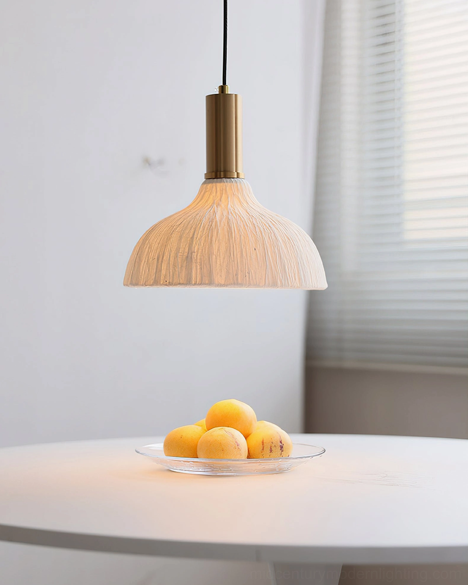 Siya handcrafted pendant light with decorative Edison bulb visible, vintage warm lighting aesthetic