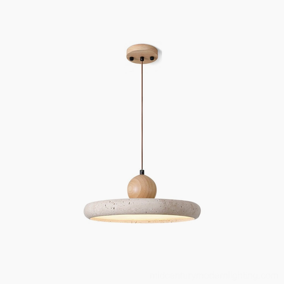 Siyane travertine pendant light small and large size comparison showing scale and design proportions