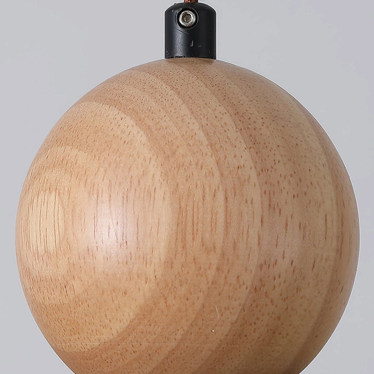 Siyane pendant wooden ceiling mount hardware and natural wood grain detail on white background