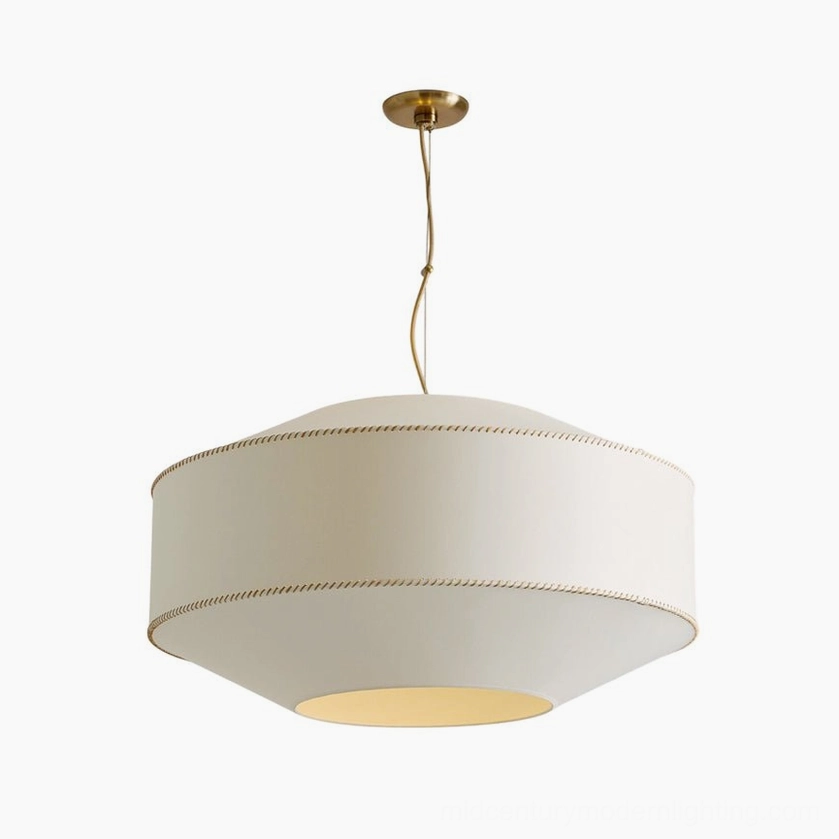 Large 23.6 inch Sloane whipstitch pendant light commanding modern dining room space