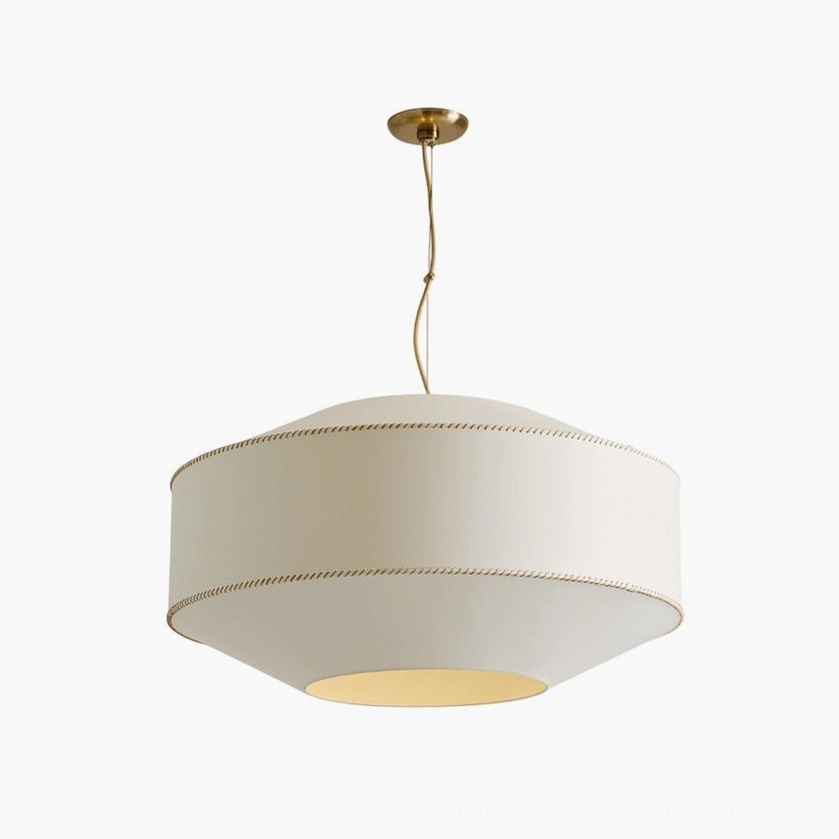 Medium 19.7 inch linen drum pendant light creating warm focal point in contemporary interior