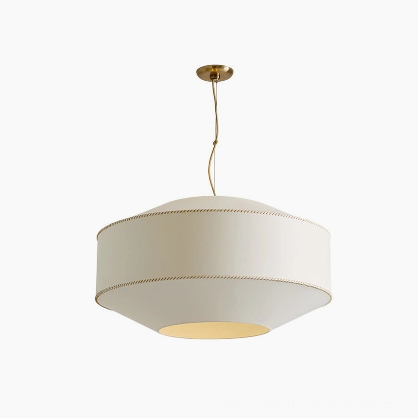 Small 15.7 inch warm linen pendant light for compact contemporary bedrooms and intimate seating areas